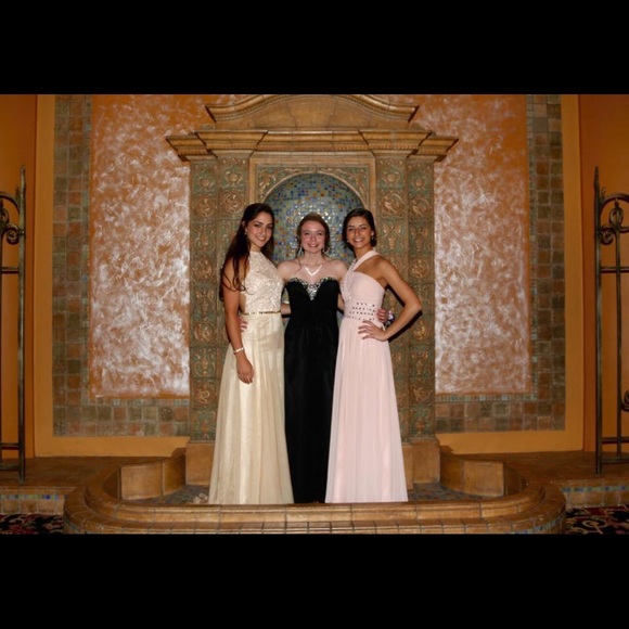 Champagne Beaded Prom Dress, Opened Back - Picture 6 of 6